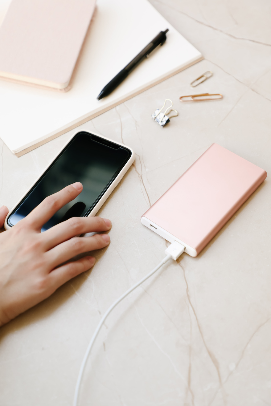 Rose Gold Power Bank Lifestyle Shot